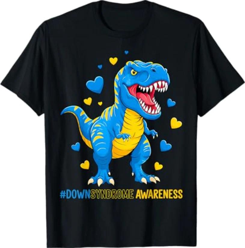 Down Right Awesome Dinosaur Down Syndrome Awareness T-Shirt L