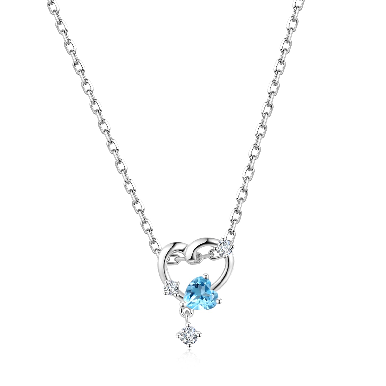 

FANCIME Platinum Necklace with November Birthstone Heart Open Heart Diamond and Zirconia PT950 Silver Amulet Gift Wrapping Included Women s Topaz,