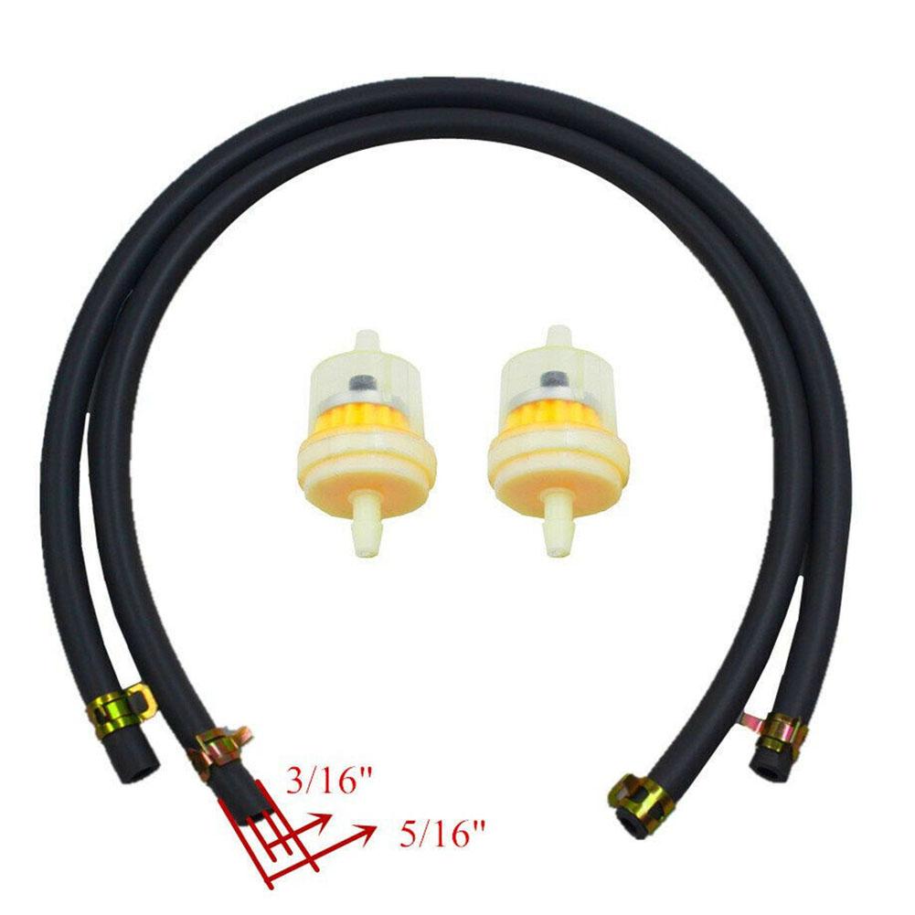 2 Pack Fuel Filter and Hose Line for Small Engines Replaces 691035 395051R 499742 Includes 4 Clamps for Secure Connection