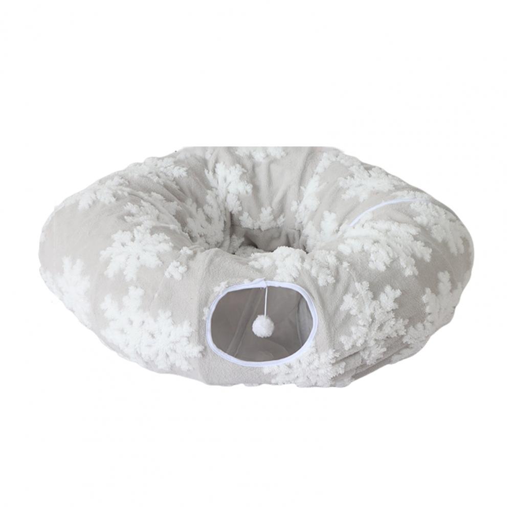 Washable Cat Tunnel Cozy Plush Cat Tunnel Bed with Hanging Balls for Indoor Kittens Small Cats Washable Donut Toy for Pets