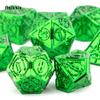7 sztuk zielonych podwójnych mieczy metalowych kostek wielościennych zestaw nadaje się do gry RPG w planszówce