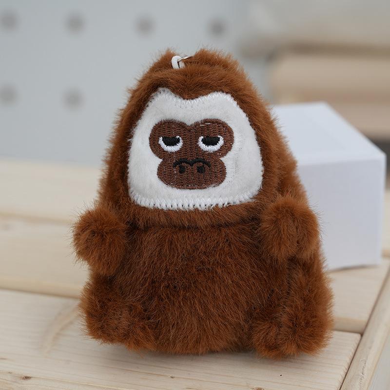 

Plush Capuchin Monkey Keychain Adorable Faux Mink Fur Soft 12cm Bag Doll Hanging коричневый