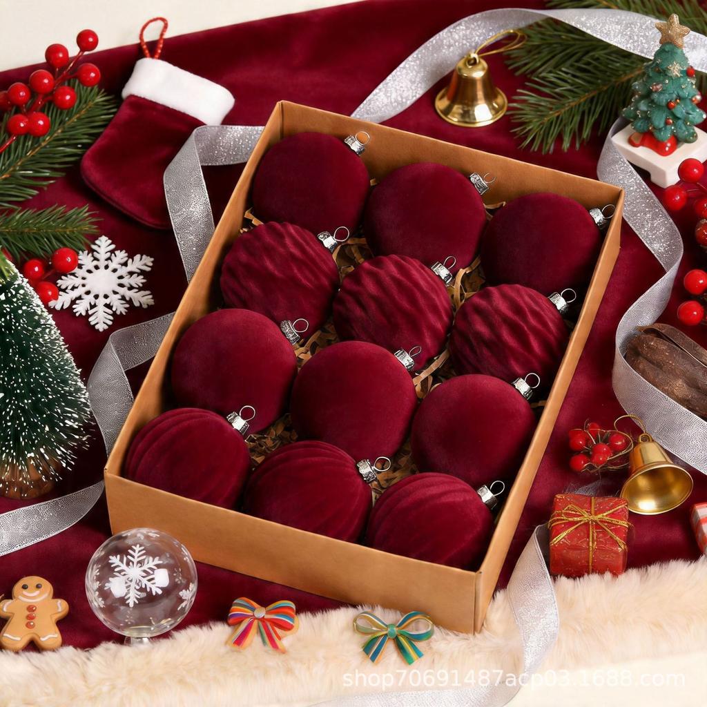 6CM8CM Christmas Tree Ornaments Shaped Swan Flannel Plastic Balls Christmas Ornaments Flocking Christmas Balls