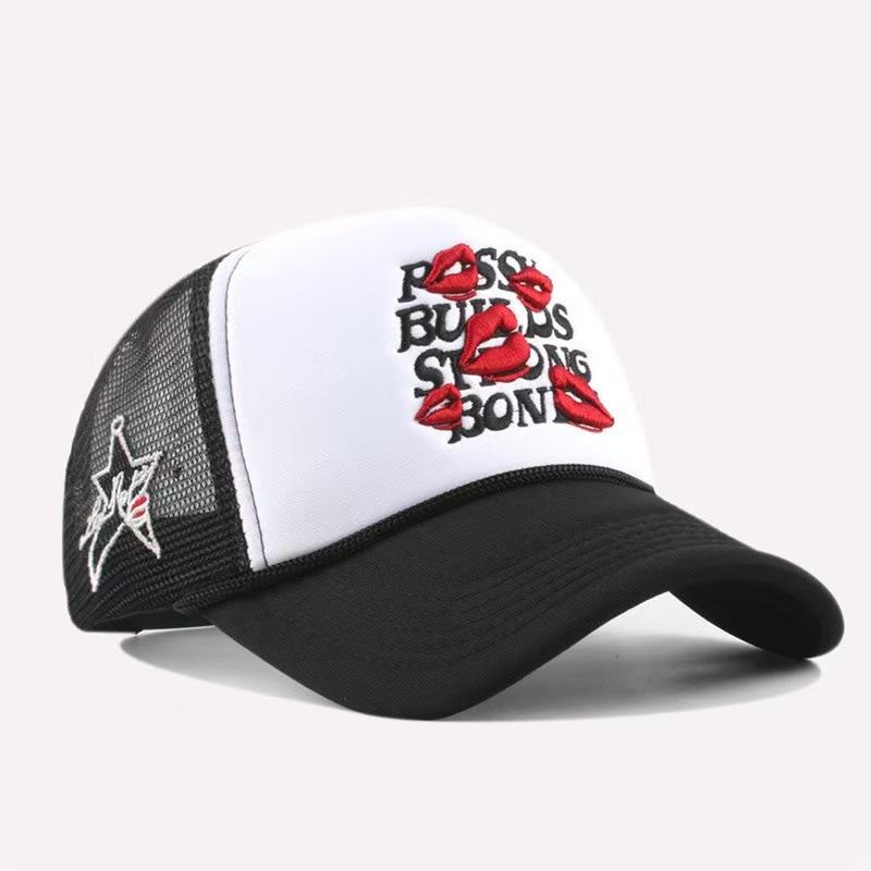 Red lip hat sun hat personality wide brim multi-color alphabet hat truck driver cap baseball cap