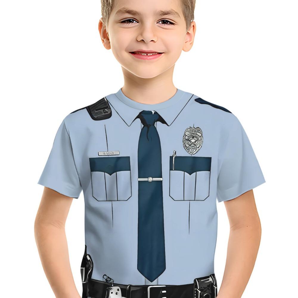 Boys and Girls Round Neck T-shirts, Boys Casual Short-sleeved T-shirts, Fun Cartoon Prints - Soft,