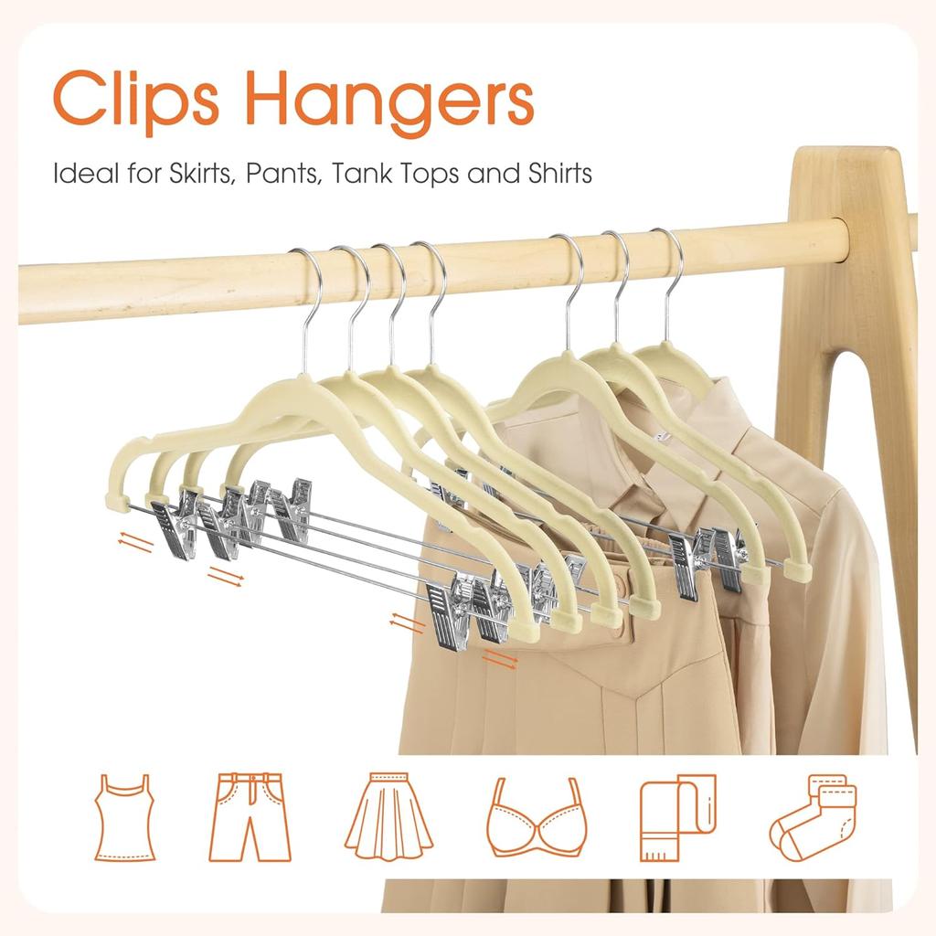 Velvet Skirt Hangers 5Pack Velvet Hangers with Clips Ultra Thin Non Slip Velvet Pants Hangers Space Saving Clothes Hanger