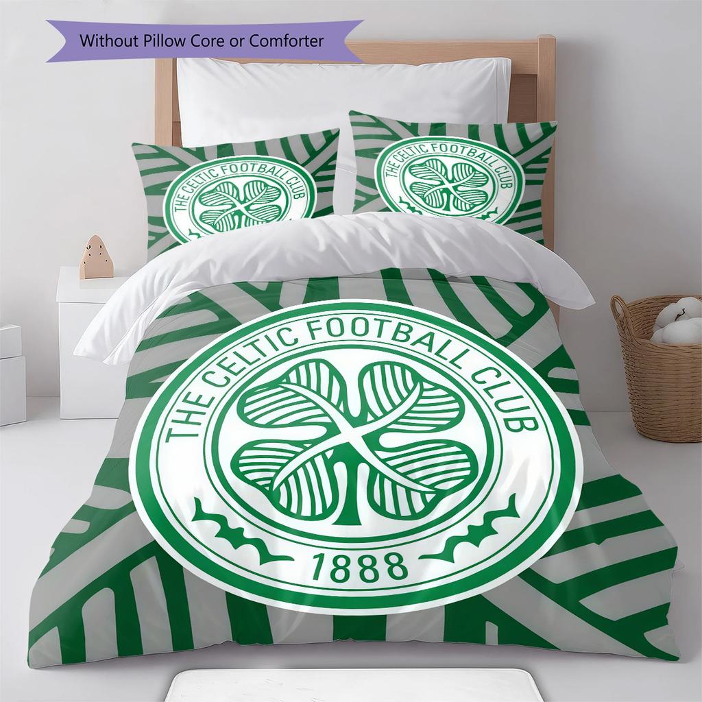 Juego de Funda Nórdica y Colcha del Celtic Football Club Funda de Colcha Funda de Almohada Decoración del Hogar Regalo de Cumpleaños (1 * funda nórdica + 2 * fundas de almohada, sin núcleo)