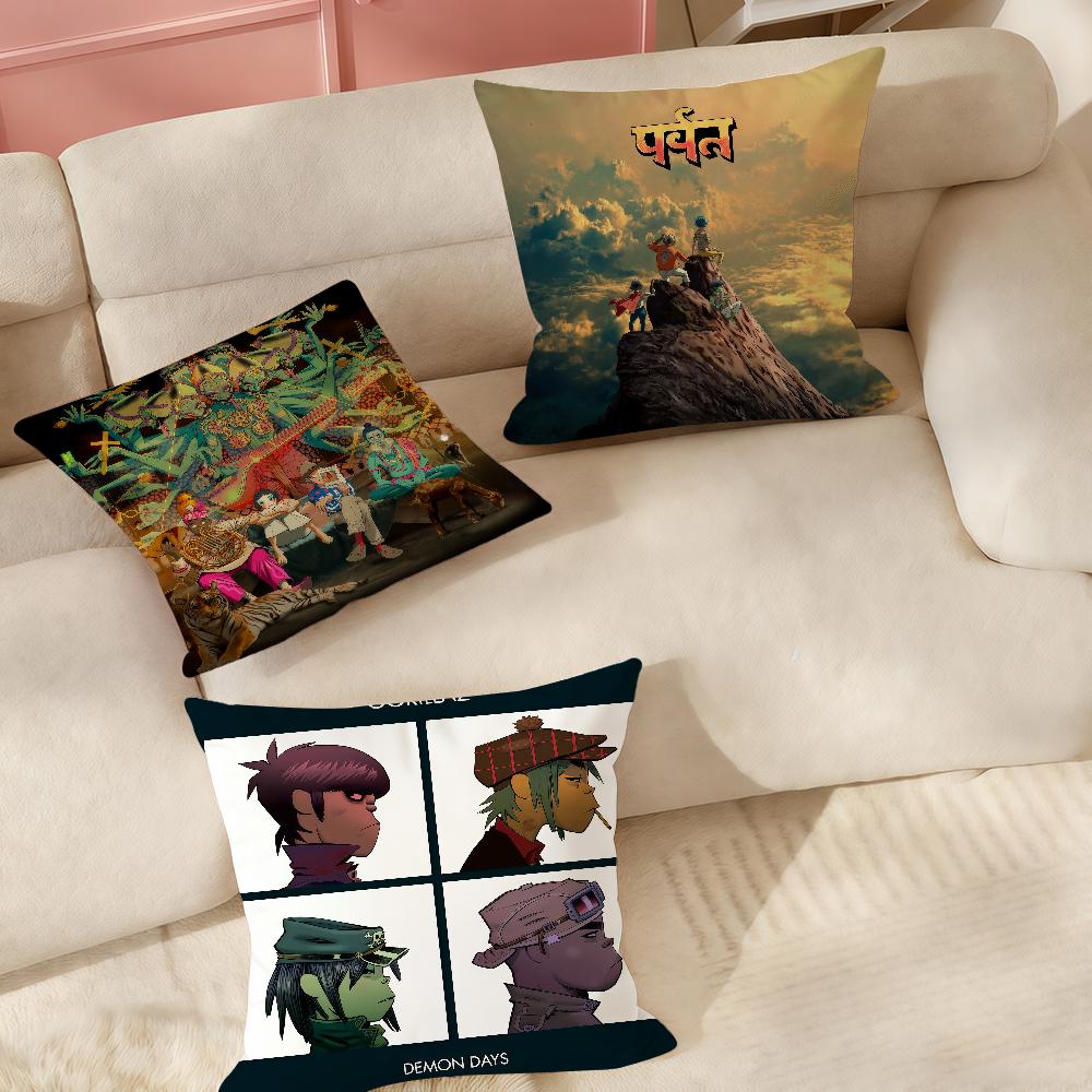 Band G-Gorillaz Plastic Beach Pillow Case Applicable Space For Guest Rooms Interiors Cars Office House Decoration