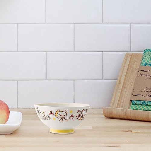 Asahi Koyo Rilakkuma Rice Bowl, White, 10.7cm Diameter X 5.3cm Height, Rice Non-Stick, Made In Japan