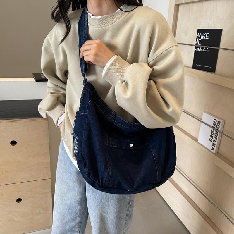 Džínová taška přes rameno Velkokapacitní crossbody taška Módní ležérní Pro každodenní použití