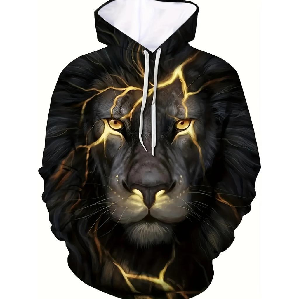 Vintage Tiger Men's Hoodie 3d Print Tops Fashion Animal Graphics Long Sleeve Men Oversized Streetwear Tees