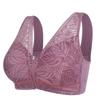 Middle-Aged Women's Soft Cotton Lace Front-Zip Wire-Free Bra