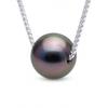 Collier - Pearls &amp; Colors - Perle de Culture de Tahiti Ronde - Argent 925 - Qualité A+ - Femme