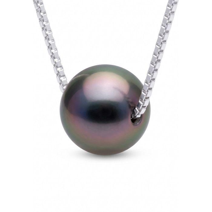 Collier - Pearls & Colors - Perle de Culture de Tahiti Ronde - Argent 925 - Qualité A+ - Femme