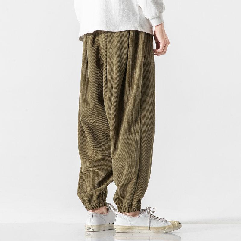 Corduroy Men's Harem Pants Fashion Men Jogging Sweatpants Cotton Casual Trousers Streetwear Ankle-Length Pants
