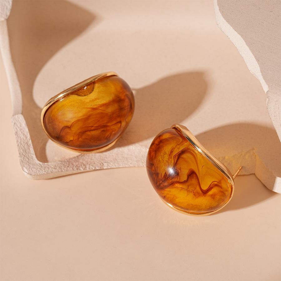 Women's Stud Earrings Retro Resin Oval Earrings Jewelry Accessories