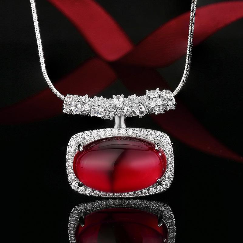 

Jewelry Collarbone Chain Jewelry Ruby Cloisonne Premium Style Light Luxury Women