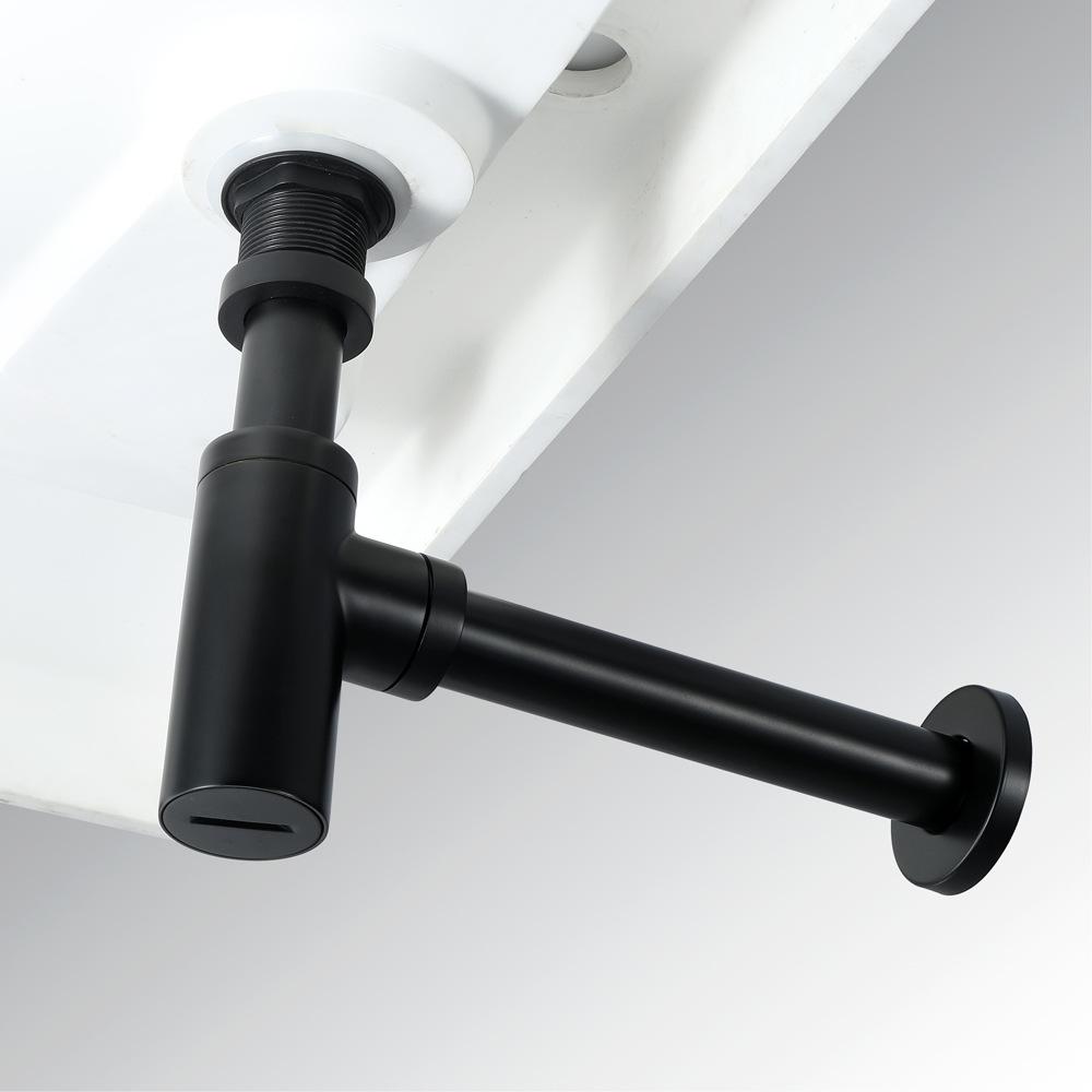 Brass Gold Basin Pop Up Drain Black Sink Siphon Drains With Spillway Spring Type Odor-proof Lower Wall Drain Pipe Drain Waste