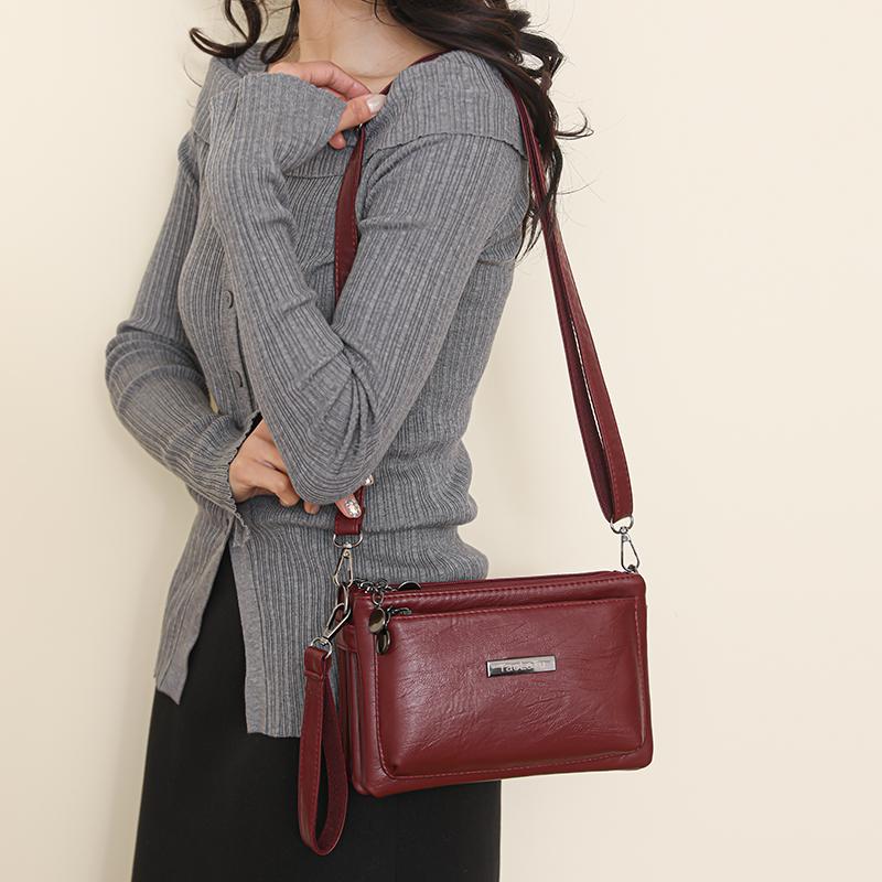 Multi-layer Handbag With Coin Purse Women's Crossbody Shoulder Bag Solid Color Envelope Bag