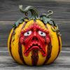 Halloween Pumpkin Figurine Resin Pumpkin Face Sculpture Spooky Pumpkin Halloween Decor for Home Office Desktop Decoration