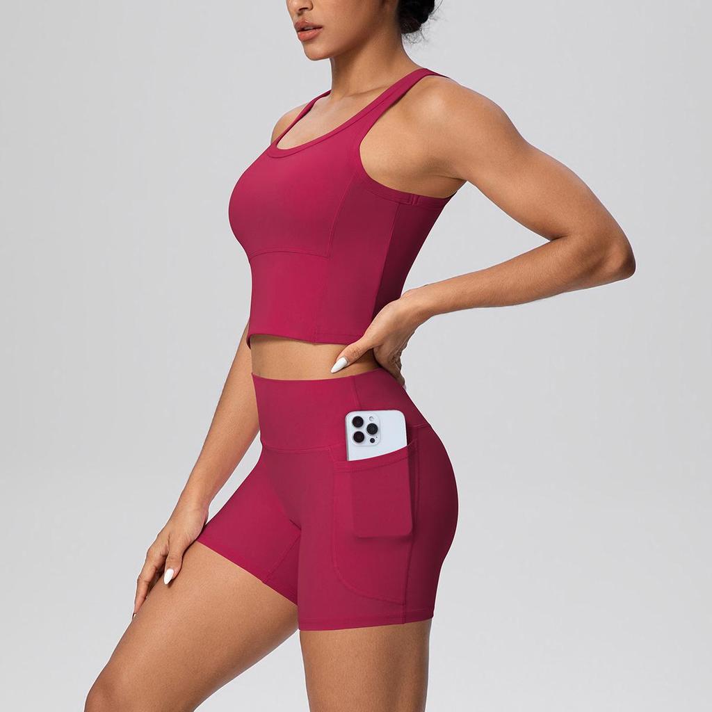 Bare-Feel Sports Tank & High-Waist Butt-Lifting Shorts Set - Quick-Dry Running & Yoga Wear