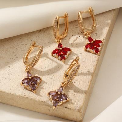 1 Pair Fashion Geometric Rhombus Shape Zircon Dangle Earrings for Women Daily Jewelry Party Accessories