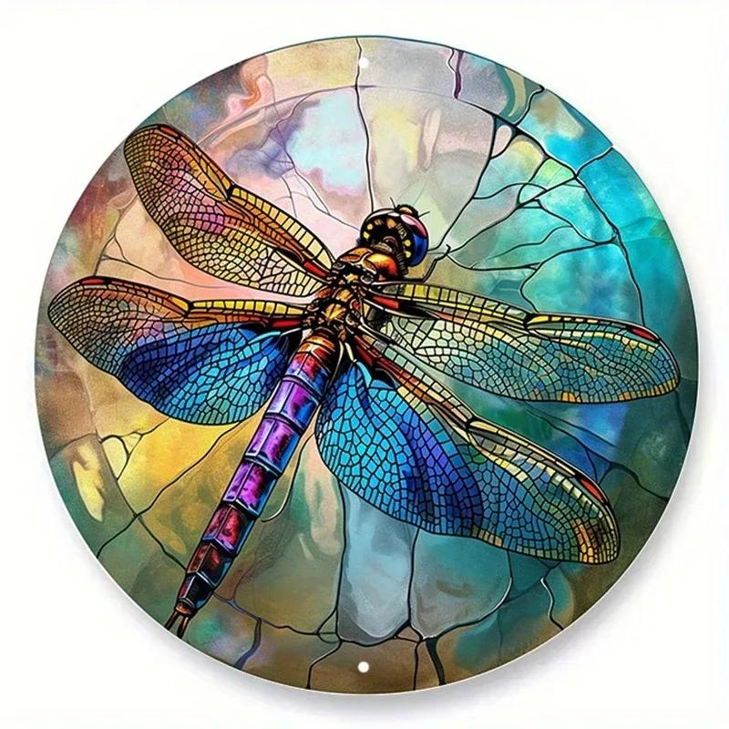 Vintage Botanical Dragonfly Bee Themed Metal Tin Sign HighDefinition Metal Tin Sign D Flat Products Design with Enhanced D