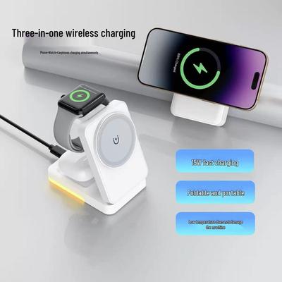 Magnetisches faltbares 3-in-1 vertikales kabelloses Ladegerät für Apple-Geräte