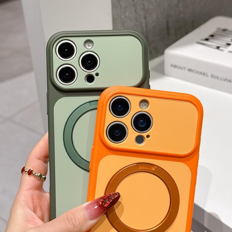 Magnetic Ring Holder Case For iPhone 17 16 15 14 13 Pro Max Luxury Contrast Color Skin Feel Hybrid PC Shockproof Matte Phone Stand Cover