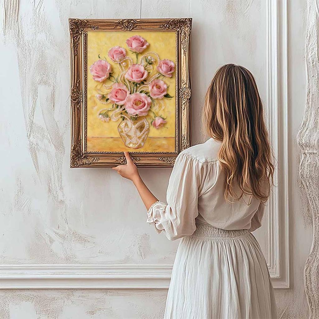 Crystal Pearl Painting 5D DIY Frame Decoration Painting Carnation Home Wall Decoration Transparent Pearl Gemstone Painting Picture Art Crafts