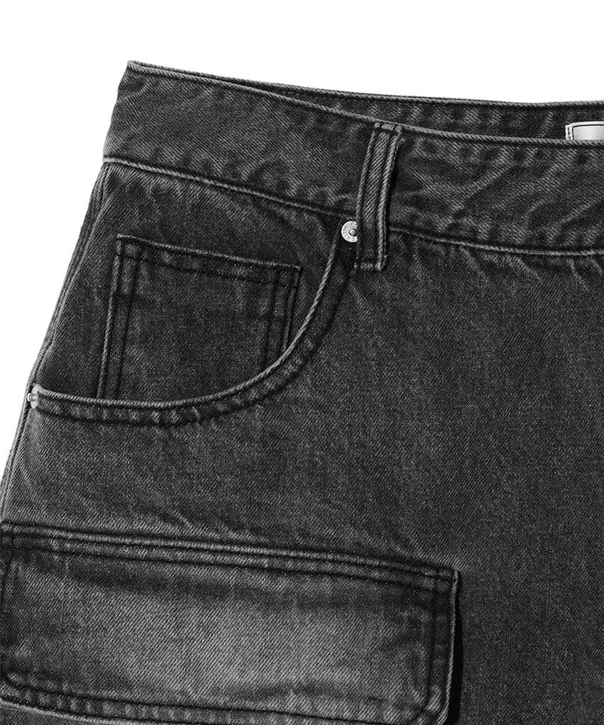 CRITIC Big Cargo Denim Bermuda Pants Dark Indigo