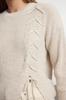 Women's Fashionable Stylish Sweater Beige Lace and Slit Detailed Crew Neck Knitwear Sweater