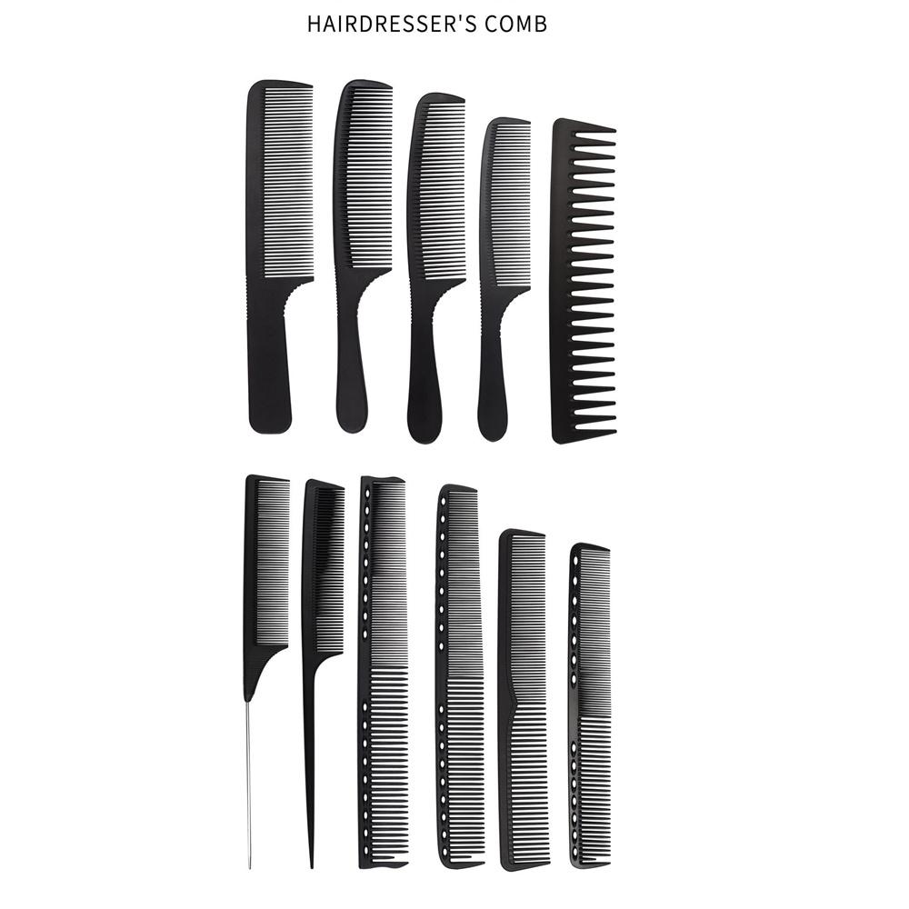 14Styles Hairdressing Carbon Comb for Haircut Barber Anti Static Black Rat Tail Comb Beauty Professional Hair Styling Tools Comb