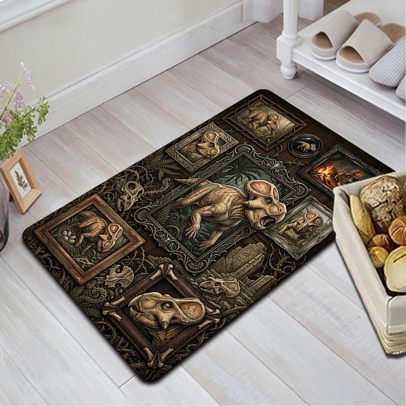 Prehistoric Dinosaur Collection Pattern Rug Floor Mat for Living Room or Bedroom Soft and Comfortable Carpet a Gift for Birthday and Holiday.