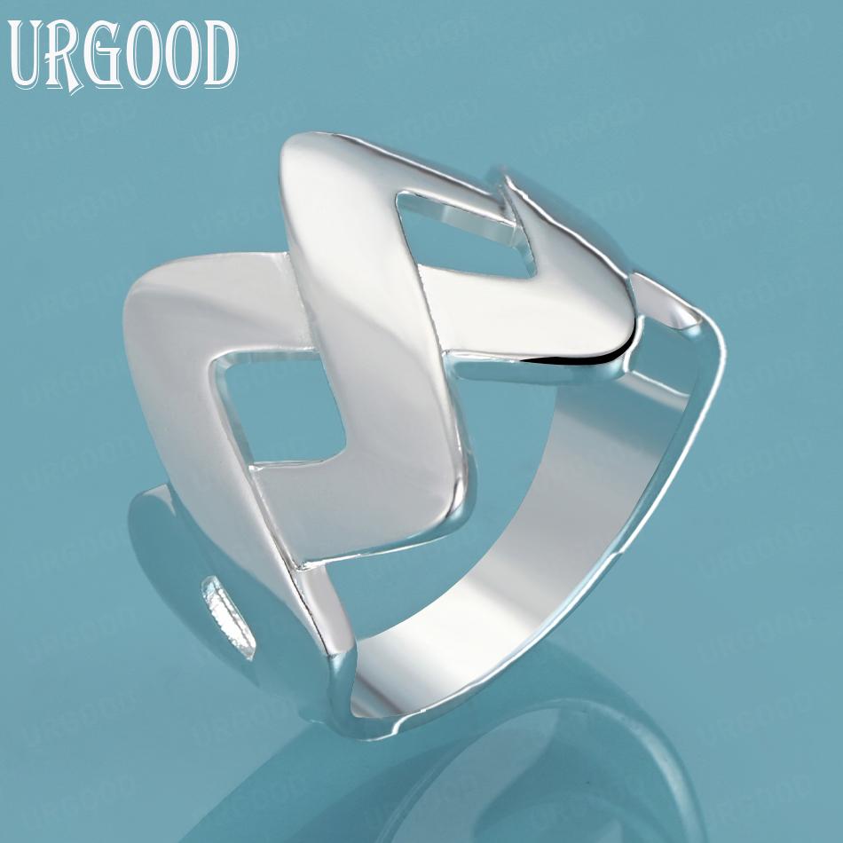 925 Sterling Silver Wedding Jewelry Geometric Fashion Ring