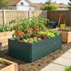 Galvanized Raised Planter, Rectangular, Open Bottom, 160 x 80 x 60 cm, Green