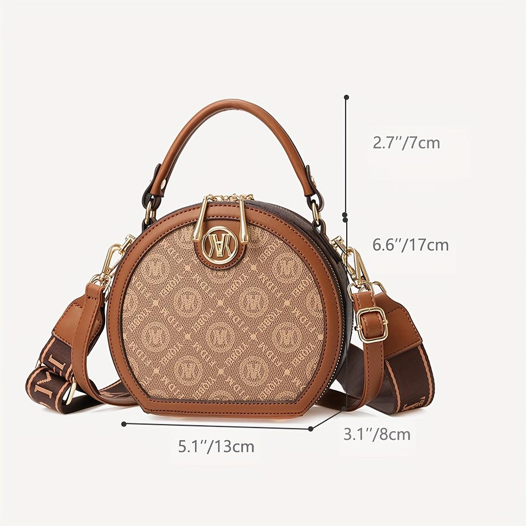 Mini-Umhängetasche im Vintage-Stil, runde Retro-Schultertasche, modische Handtasche und Geldbörse für Damen