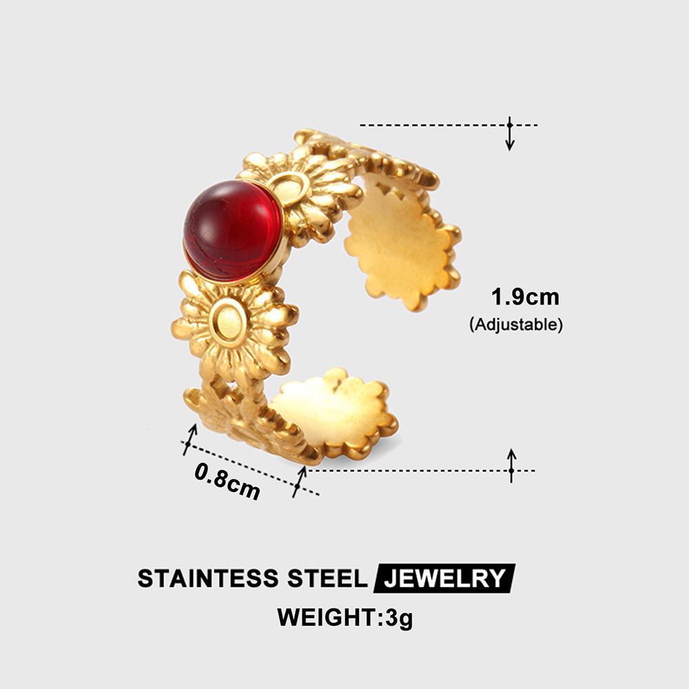 Bohemian Turquoise Stainless Steel Adjustable Ring - Women s Colorfast Titanium Jewelry