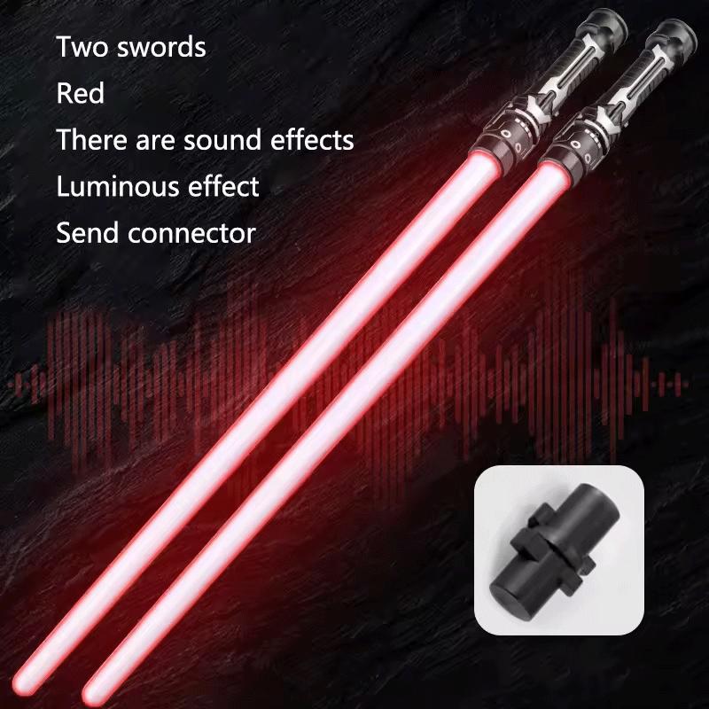 2-In-1 Colorful Lightsaber Telescoping Laser Sword Red&Blue Double Saber Rave Prop With Battle Sound For Kids Cosplay Cool Toy