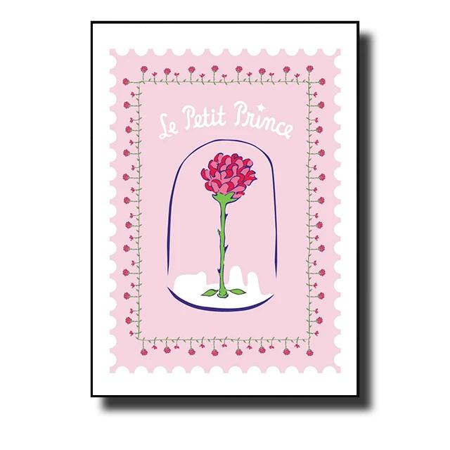 The Little Prince Fox Fairy Tale Posters and Prints Cartoon Stamp Wall Art Canvas Painting Picture for Kids Room Home Decor