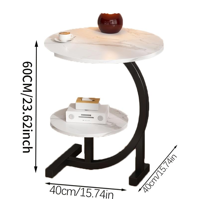 Modern Iron & Wood Side Table: White Marble Top, Storage Shelf, Space-Saving for Bedroom/Living Room, Easy Assembly.