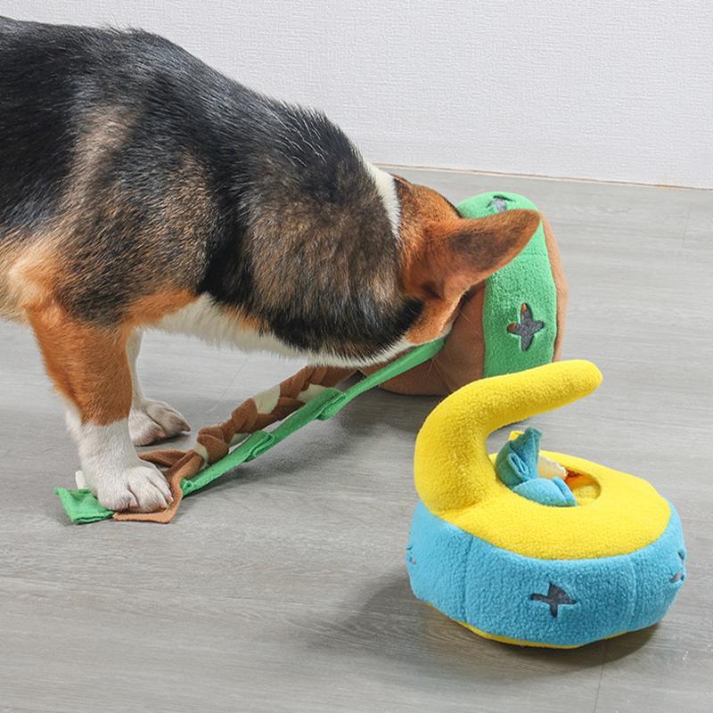 Interactive Dog Toys Funny Dog Sounding Toy Bite-resistant Pet Chew Toy Curling Shape Dog Toy Puppy Hiding Food Training Toys