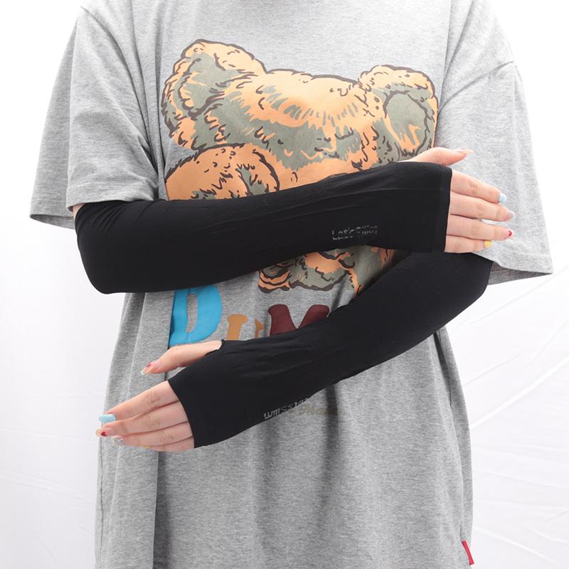 New Ice Silk Sleeve Sunscreen Cuff Arm Sleeves Uv Sun Protect Anti-Slip Summer Men Women Black White Gloves Outdoor Riding Glove
