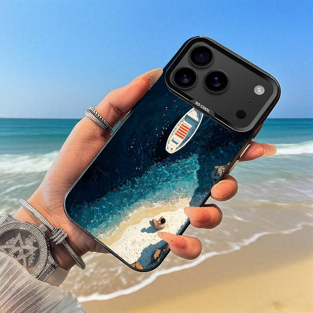 Sailing Boat Phone Case Black case for iPhone17,16,15,14,13,12,Pro,Max,Plus,E,SE4,Air,Mini iPhone16pro