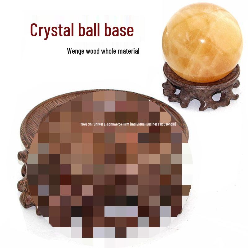 Gourd Crystal Ball Wooden Base Handcrafted Round Concave Stand