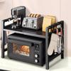 Microwave Shelf 6 Hooks Kitchen Stand with Cutting Boards Stand Microwave Oven Rack for Kitchen Shelves Counter Top Organizer