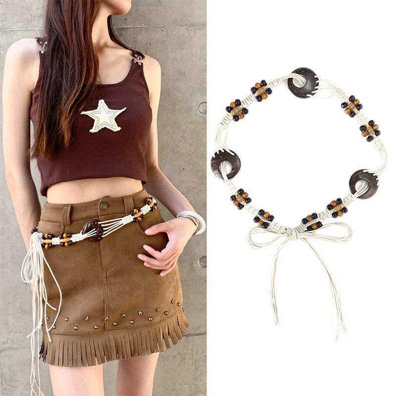 Vintage Ethnic Style Handwoven Waist Rope Women'S Dress Decorative Waist Chain Versatile Bohemian Y2K Belt