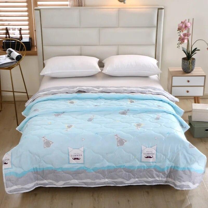 Quilt Comfortable Summer Sleep Brushed Printed Summer Cool Blanket Skin-friendly Air-conditioning Comforter Bedspread Bed Cover