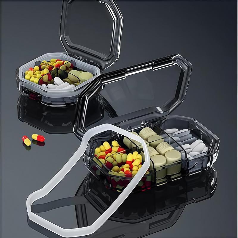 1Pc Portable 4/6 Compartment Pill Storage Container for Daily Medication Moisture-proof Sealing
