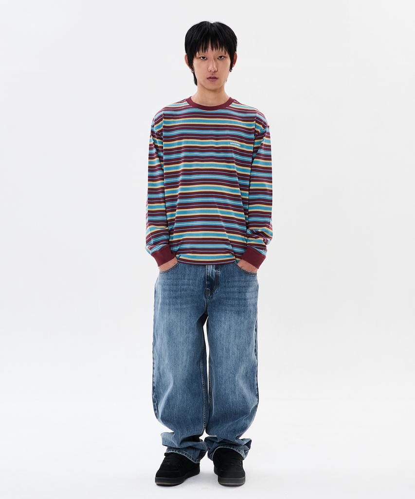 WKNDRS Multi Stripe Ls T-Shirt (Burgundy)